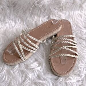 MADEWELL Kathryn Espadrille Slide Sandal braided Leather straps cream NWOT